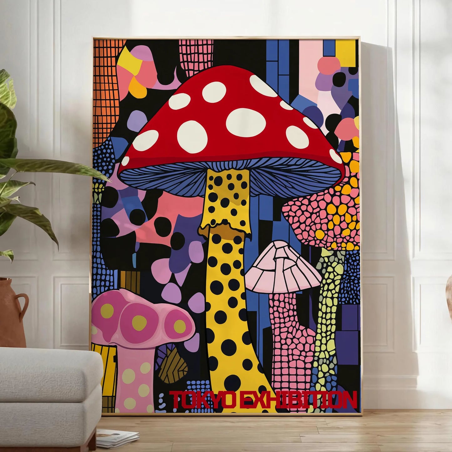 mesmerizing Mushroom Yayoi Kusama poster vibrant green black perfect artistic flair space eye design essence iconic style multiple sizes A4 cm A0