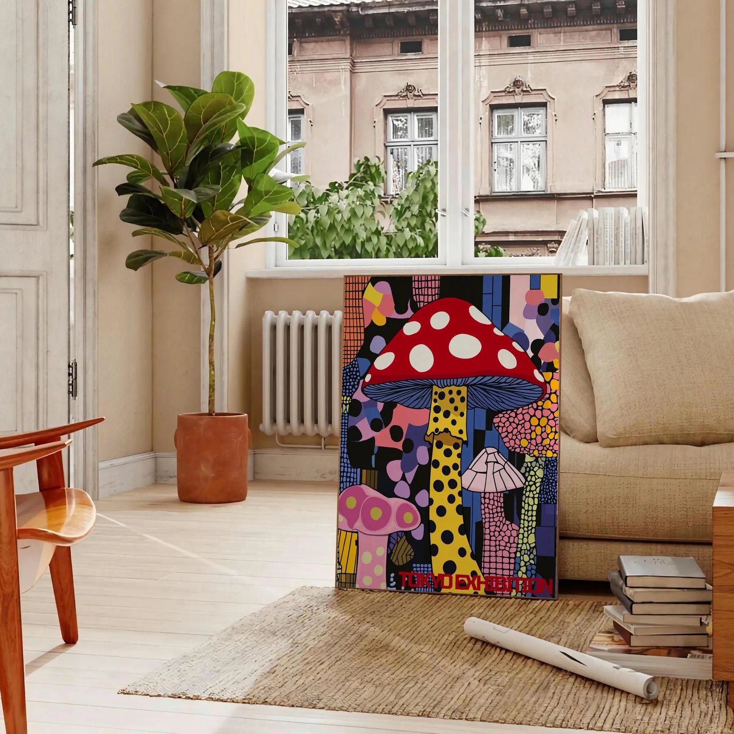 mesmerizing Mushroom Yayoi Kusama poster vibrant green black perfect artistic flair space eye design essence iconic style multiple sizes A4 cm A0