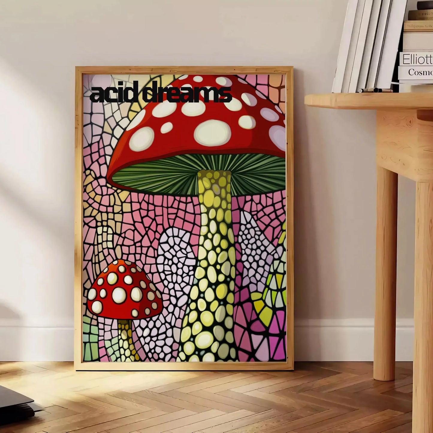 captivating blend Japanese art nature Mushroom 2 poster striking black green palette touch elegance mystery space unframed option style