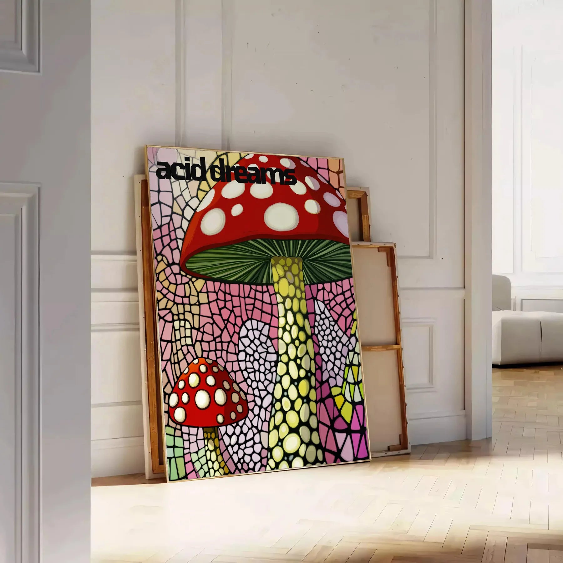 captivating blend Japanese art nature Mushroom 2 poster striking black green palette touch elegance mystery space unframed option style